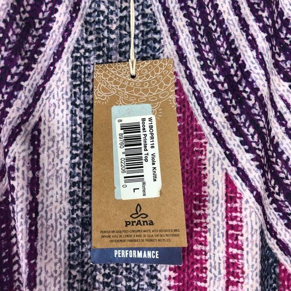 prAna Boost Printed Fitted Racerback Top in Viola Knitta NWT size Large - Picture 10 of 14